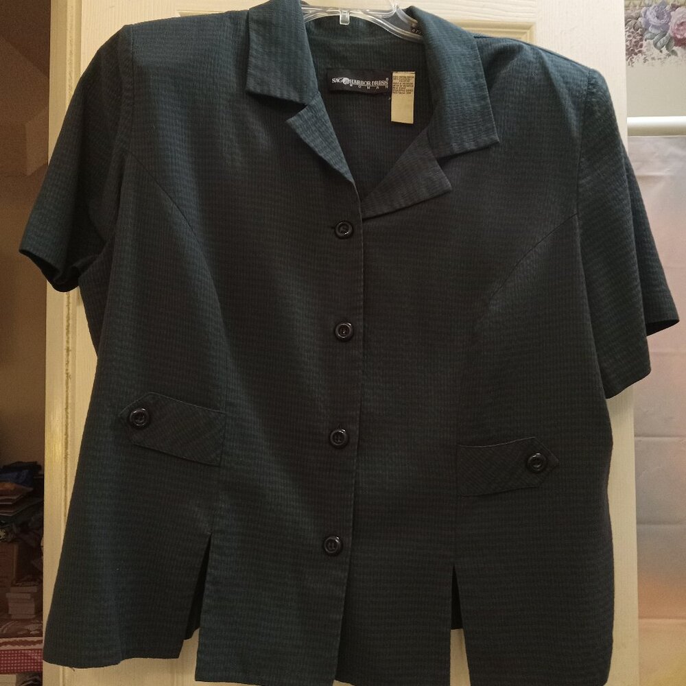 Sag Harbor Green Plaid Short Sleeve Blouse in size 20W